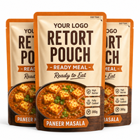 Sachet d'emballage alimentaire à haute barrière, imprimé sur mesure, à trois soudures latérales, pour soupes de légumes bio et plats préparés