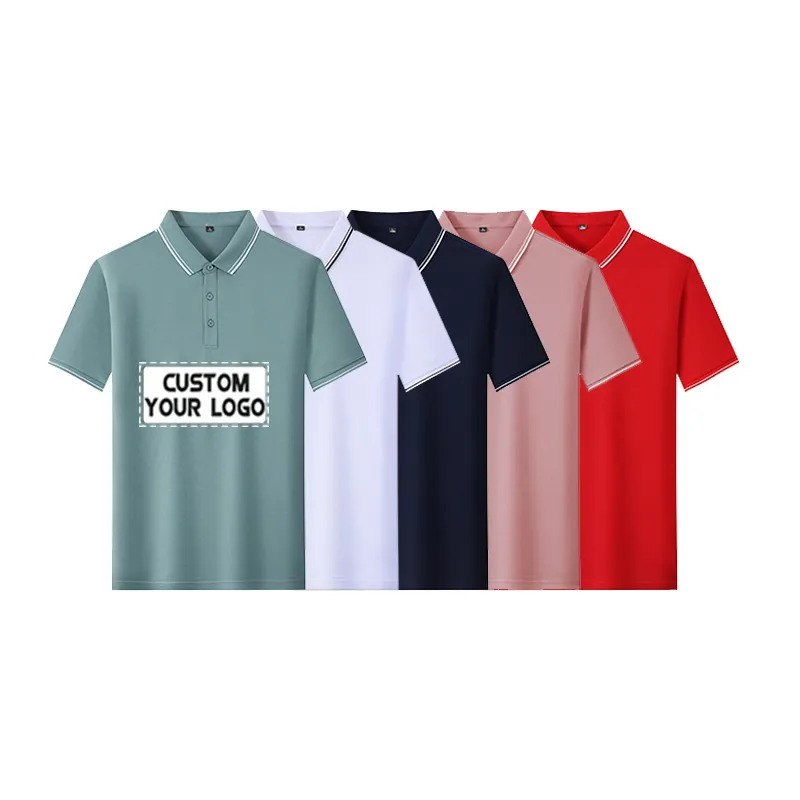 Casual Mannen T-shirt Bladerdeeg Polyester Stof Kleur Kraag Polo Shirt Voor Oem Odm