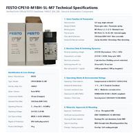 Vanne Solénoïde Festo CPE10-M1BH-5L-M7 5/2 Voies, Port M7 de 10 mm de Large, 350 LPM, 24V DC, Bobine IP65 – Vente en Gros Direct Usine