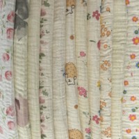 Tissu en mousseline de coton peigné double gaze 100% coton, froissé, à motif floral, tissé à bulles pour langes, vêtements de nuit pour bébés, serviettes et literie - Garçons Filles