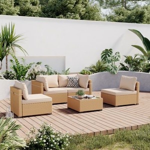 Barato de alta calidad cómodo impermeable muebles al aire libre jardín Patio mimbre sofá de mimbre con cojines suaves - Product Image 3