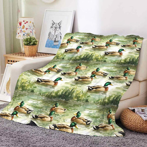 High Quality Sublimation Printed Animal Pattern Flannel Blanket Custom Design Camo Duck Throw for <b>Bedding</b> and Couch - Product Image 4