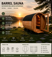 Cabine de sauna extérieure en bois de cèdre rouge pour hôtel, complexe hôtelier, centre de bien-être, fabricant OEM