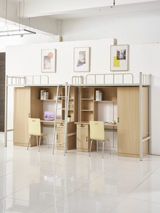 <span class=keywords><strong>Lit</strong></span> superposé <span class=keywords><strong>en</strong></span> <span class=keywords><strong>fer</strong></span> forgé moderne et minimaliste pour dortoir universitaire, avec bureau intégré, pour une personne, garantie de 3 ans - Product Image 3