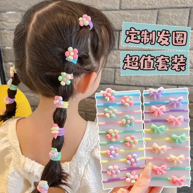 カスタム卸売ヘアアクセサリーかわいいキャンディーカラフルな痛みのないヘアセット女の子のための弾性ヘアバンド良い弾力性