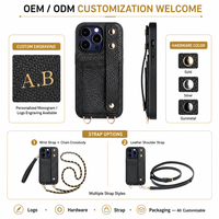 Étui de téléphone porte-cartes en cuir véritable pour femmes actives avec bandoulière et dragonne pour iPhone 15 17 18 Duo