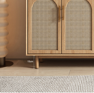 Buffet en bois massif et <span class=keywords><strong>rotin</strong></span>, meuble de rangement à quatre portes pour le salon, <span class=keywords><strong>armoire</strong></span> moderne et créative pour le porche - Product Image 5