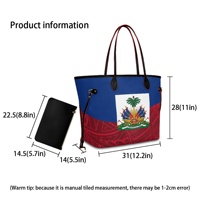 Sac fourre-tout en cuir imprimé Haïtien unique pour femme, sac à main hobo décontracté de luxe avec pochette zippée, idéal pour le travail, le quotidien, les week-ends et les voyages