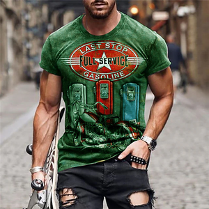 T-shirt pour homme, tee-shirt à imprimé graphique, lettre, moto, col rond, impression 3D, décontracté, manches courtes, 180 grammes, tricoté, nouveau style <span class=keywords><strong>vintage</strong></span> - Product Image 6