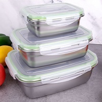 Yolecen Rectangle 304 Récipient de nourriture en acier inoxydable Scellé Conservation Boîte de cornichon Boîte à lunch pour Restaurant domestique