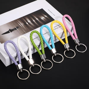 Creative hand woven PU leather rope keychain accessories - Product Image 4