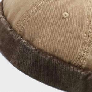 Retro Splicing Washed Two Tone Faded Cotton Docker <b>Cap</b> Men <b>Brimless</b> Hip Hop Baseball Hat Sporty Outdoor Sports Docket - Product Image 3