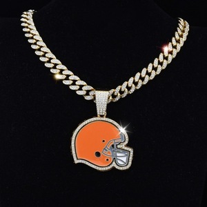 Collier Hip Hop Cleve Browns Team en alliage, chaîne cubaine avec diamants - Product Image 2