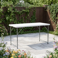 Table pliante moderne pour l'extérieur, table de réunion, table de restauration, table de banquet, table de pique-nique, table rectangulaire pliable en plastique blanche