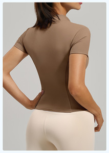 Vêtements de <span class=keywords><strong>sport</strong></span> pour femmes, hauts de yoga, vêtements de <span class=keywords><strong>sport</strong></span>, vêtements d'entraînement, sweat-<span class=keywords><strong>shirt</strong></span> à fermeture éclair, t-shirts de <span class=keywords><strong>sport</strong></span>, logo personnalisé OEM, haute élasticité - Product Image 3