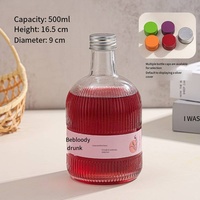 Bouteille en verre vide de 200ml 375ml 500ml à rayures verticales avec couvercle en aluminium pour boissons, vin, whisky, liqueur, brandy, étiquettes personnalisées