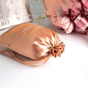 Luxury Satin Pouch Bag for Jewelry <b>Storage</b> Silk Drawstring Bags with Custom Logo - Product Image 4