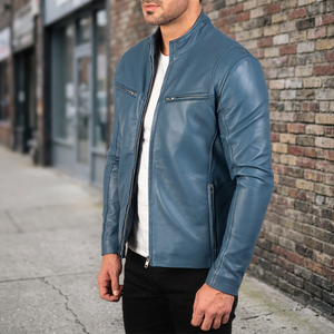 Men's Leather Motorcycle Windproof Lightweight Sun-Protecting Waterproof Stain-Resistant <b>Reversible</b> Front Logo - Product Image 4