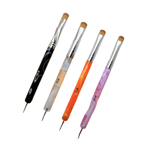 Pinceau à ongles double tête en diamant français avec manche en acrylique, applicateur de strass, stylo de peinture gel pour manucure - Product Image 5