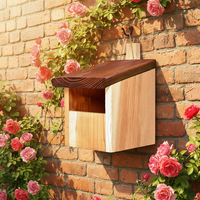 Robin House Half Cave Nid Box Enclos en bois Quadrate Bird avec motif solide Gap d'entrée Coupe-vent pour les éleveurs de demi-cavernes