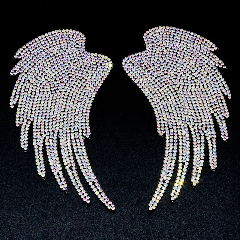Fashion Angel Wings Crystal Rhinestones Ontwerp Patches Stok Op Badge Applique Kleding Versierd Voor Jas