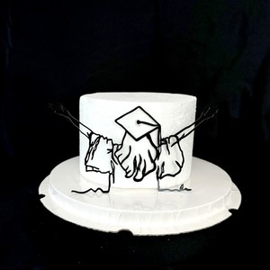 Decoración de Pastel de Graduación con Miel y Dulzura, Figura Masculina y Femenina en Acrílico, Arte Lineal, Decoración Lateral de Pastel, Estilo Ins - Product Image 6