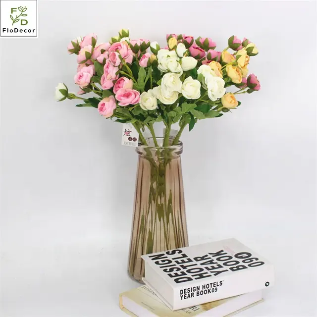 Hoge Kwaliteit Kunstmatige 12 Heads Zijde Rose Thee Bloem Decoratieve Nep Bloeiende Bloemen Voor Binnen En Buiten
