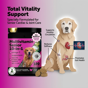 วิตามินรวมสำหรับสุนัขสูงวัย 10-in-1 ชนิดเคี้ยวเนื้อนุ่ม บรรเทาอาการปวดข้อ บำรุงสุขภาพสะโพกและข้อต่อ บำรุงผิว ด้วยสารสกัดจากเฮมพ์ กลูโคซามีน คอนดรอยติน - Product Image 4