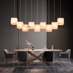 Spanish Marble Copper Chandelier Multi-head LED Pendant <b>Light</b> For Restaurant Lounge Minimalist Design - Product Image 1