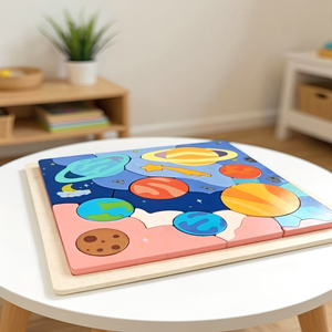 Rompecabezas de Planetas, Juguetes Educativos STEM para Preescolares, Regalo para Niños y Niñas, Modelo de Sistema Solar de Madera Montessori - Product Image 2