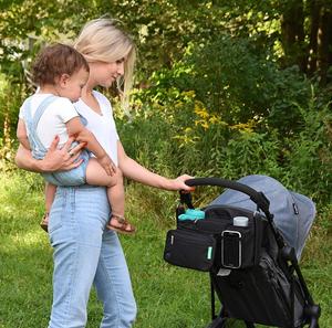 Ibeiker universale per passeggini Organizer elegante <span class=keywords><strong>borsa</strong></span> per pannolini per bambini custodia staccabile con chiusura a Zip e portabicchieri isolati - Product Image 6