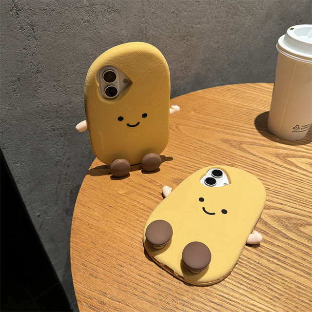 Cute Cartoon Stereo Yellow Potato Mobile Phone Case for Apple 17/16/15 Pro Max Anti-Fall Silicone Back Cover for Iphone 14/13 12