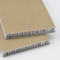 Panneau en aluminium alvéolé à grain de bois taupe, personnalisé, écologique, léger, résistant au feu et à l'humidité, au design moderne