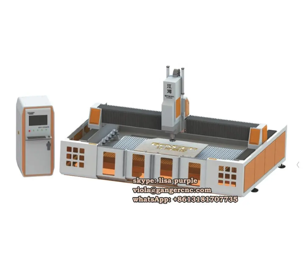 Granit mermer taş CNC kesme makinası merkezi 12 araçları ile GS-3015ATC taş parlatma makinesi