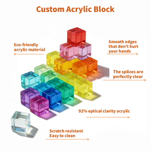 Blocs de pierres précieuses colorées personnalisées, blocs en acrylique transparents cubiques arc-en-ciel, jouets sensoriels Montessori, jeu de tour à empiler - Product Image 2