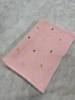 Couverture en tricot 100% coton à pois brodés, douce, légère et confortable, pour bébé, enfant, décoration de chambre d'enfant
