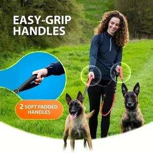 Guinzaglio per cani resistente regolabile di lusso resistente resistente riflettente <span class=keywords><strong>Bungee</strong></span> Modulare piombo morbido imbottito impugnatura senza guinzaglio per animali domestici - Product Image 2