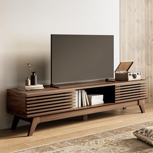 Mueble para TV Hanyee de Estilo Moderno de Mediados de Siglo, con Acabado en Nogal, Puertas Corredizas y Almacenamiento, para Sala de Estar - Product Image 1