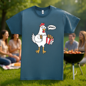 T-shirt Chicken What per adulti, unisex, girocollo, con grafica divertente e design umoristico - Product Image 3