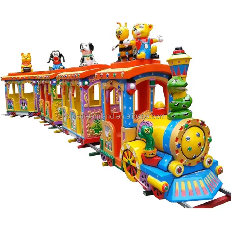 Parque de atracciones Tren de pista de batería eléctrica turística para adultos y niños para ventas Paseos para niños para área de juegos Paseos en interiores 001