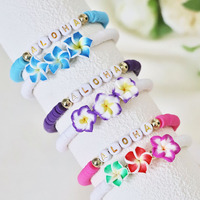 Bracelet élastique personnalisé style bohème fleur de prunier, perles en céramique douce colorées, ensemble de bracelets d'amitié tendance