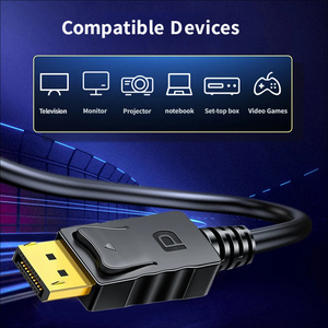สาย DP 1.4 8K@60Hz ชายต่อชาย 32.4Gbps 4K@144Hz 2K@240Hz 1080P@240Hz HDR ชุบทอง PVC สาย DisplayPort สำหรับจอเกมมิ่ง - Product Image 5
