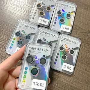 Pelindung layar kamera kaca aluminium, Film pelindung layar lensa kamera logam aluminium untuk Iphone 11 12 13 14 15Pro Max