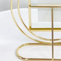 Cadre de table en métal moderne, présentoir photo carré en métal avec doubles anneaux ronds dorés pour la décoration de table, la décoration intérieure et la vente de cadeaux