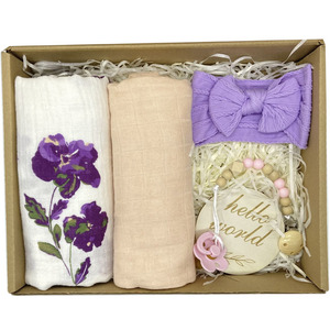 Cofanetto in mussola di cotone morbido di bambù per neonati e bambine regalo regalo unico per <span class=keywords><strong>Baby</strong></span> Shower benvenuto all'ingrosso - Product Image 2