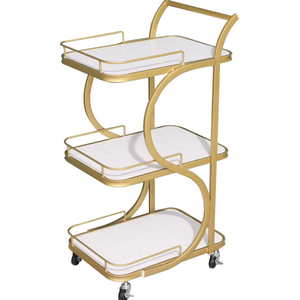 Simple and Modern Hair Salon Shop Special Trolley <strong>Cart</strong> <strong>Gold</strong> and Silver Stainless Steel Material - Product Image 1