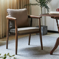 Chaise de restaurant en bois massif, style chinois moderne, design Wabi-Sabi, luxe léger, avec accoudoirs hauts, pour salon de thé et maison, en noyer, modèle Master
