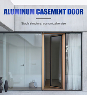 Porte à battant en alliage d'aluminium sur mesure, cadre à rupture de pont thermique, verre trempé, verrouillage multipoints pour entrée extérieure de villa