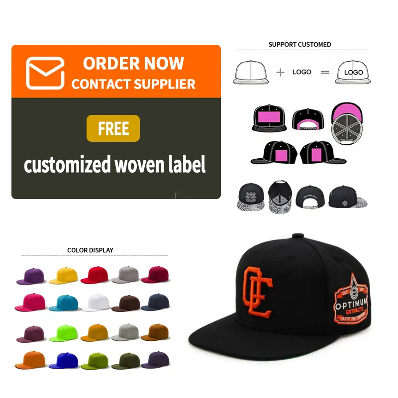 Bán buôn New Snap trở lại mũ tùy chỉnh thêu logo một hướng thiết kế trang bị hat Snapback mũ