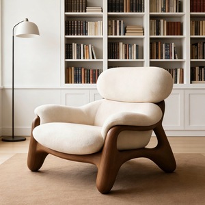 Nuevo Sillón Individual de Madera de Olmo Estilo Chino, Sillón <span class=keywords><strong>Reclinable</strong></span> de Madera Maciza con Tapicería de Tela - Product Image 4